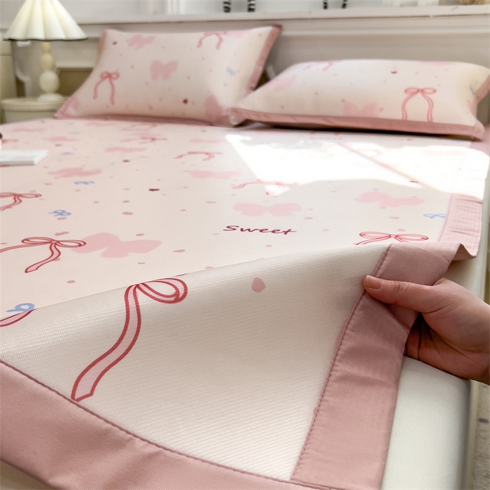 91家纺网 家纺一手货源 找家纺 布凡家居 2026新款卡通冰丝印花凉席 甜梦蝴蝶结