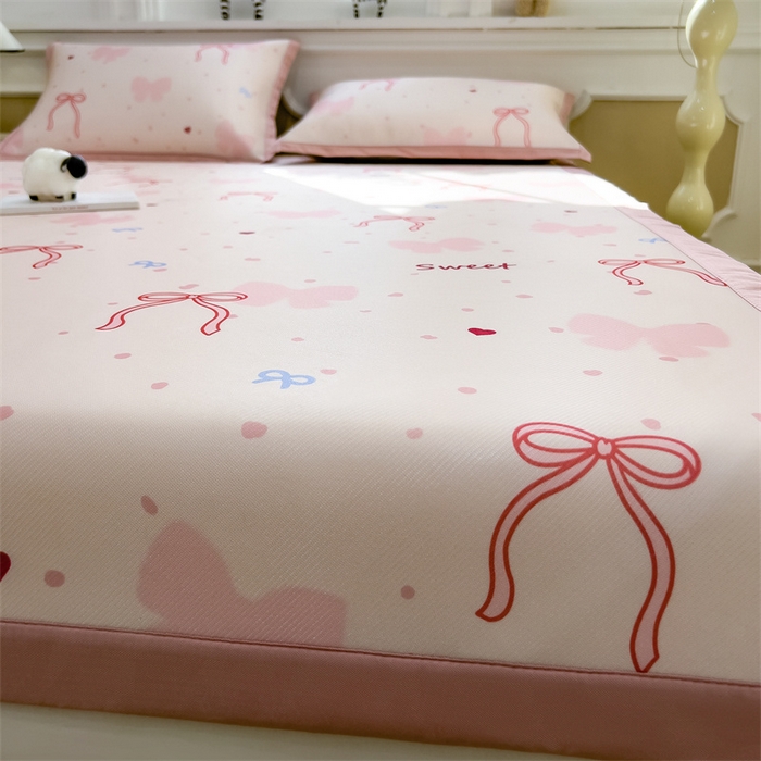 91家纺网 家纺一手货源 找家纺 布凡家居 2026新款卡通冰丝印花凉席 甜梦蝴蝶结