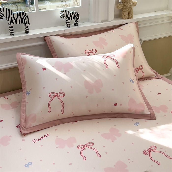 91家纺网 家纺一手货源 找家纺 布凡家居 2026新款卡通冰丝印花凉席 甜梦蝴蝶结