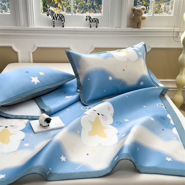 91家纺网 家纺一手货源 找家纺 布凡家居 2026新款卡通冰丝印花凉席 星河兔