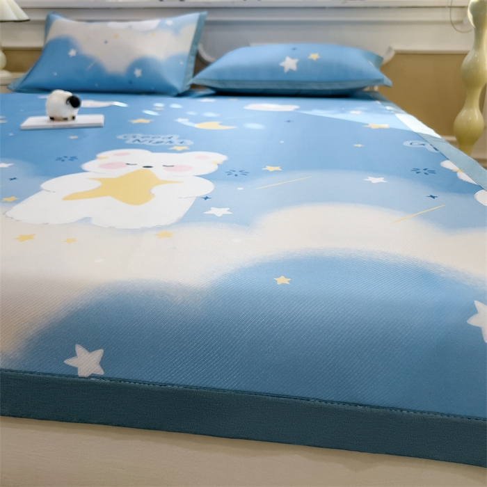 91家纺网 家纺一手货源 找家纺 布凡家居 2026新款卡通冰丝印花凉席 星河兔