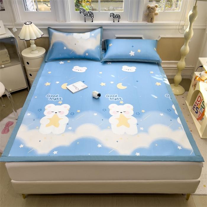 91家纺网 家纺一手货源 找家纺 布凡家居 2026新款卡通冰丝印花凉席 星河兔