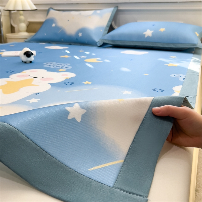 91家纺网 家纺一手货源 找家纺 布凡家居 2026新款卡通冰丝印花凉席 星河兔