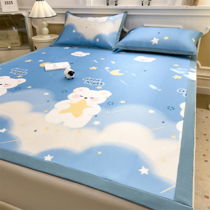 91家纺网 家纺一手货源 找家纺 布凡家居 2026新款卡通冰丝印花凉席 星河兔