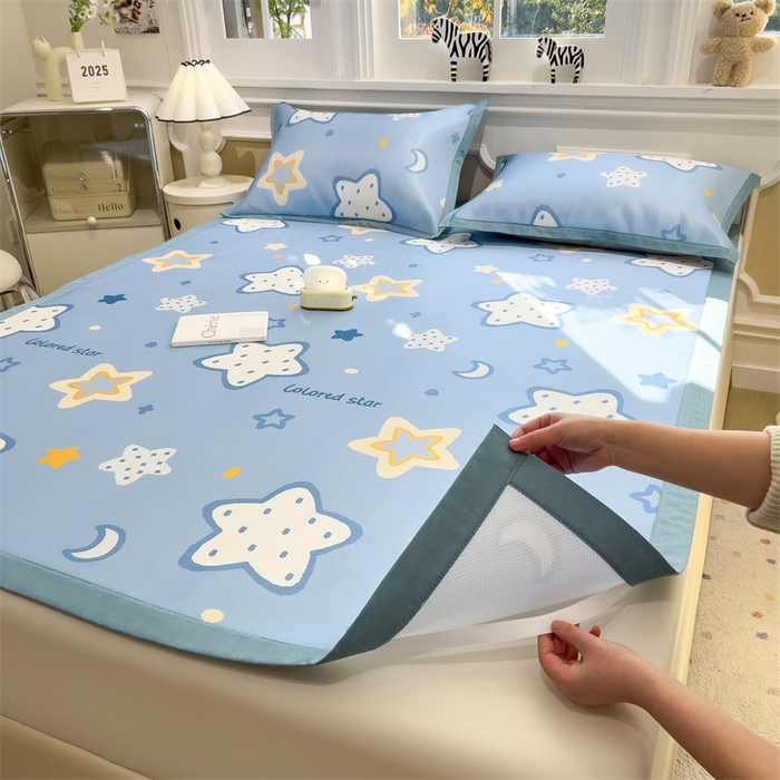 91家纺网 家纺一手货源 找家纺 布凡家居 2026新款卡通冰丝印花凉席 星梦奇缘