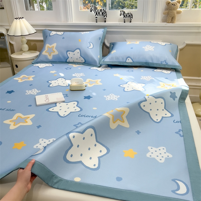 91家纺网 家纺一手货源 找家纺 布凡家居 2026新款卡通冰丝印花凉席 星梦奇缘