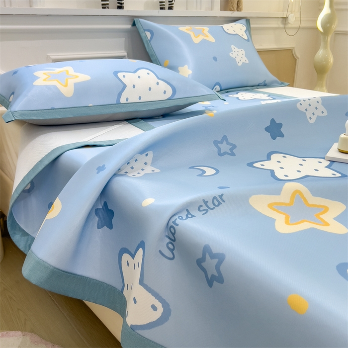 91家纺网 家纺一手货源 找家纺 布凡家居 2026新款卡通冰丝印花凉席 星梦奇缘