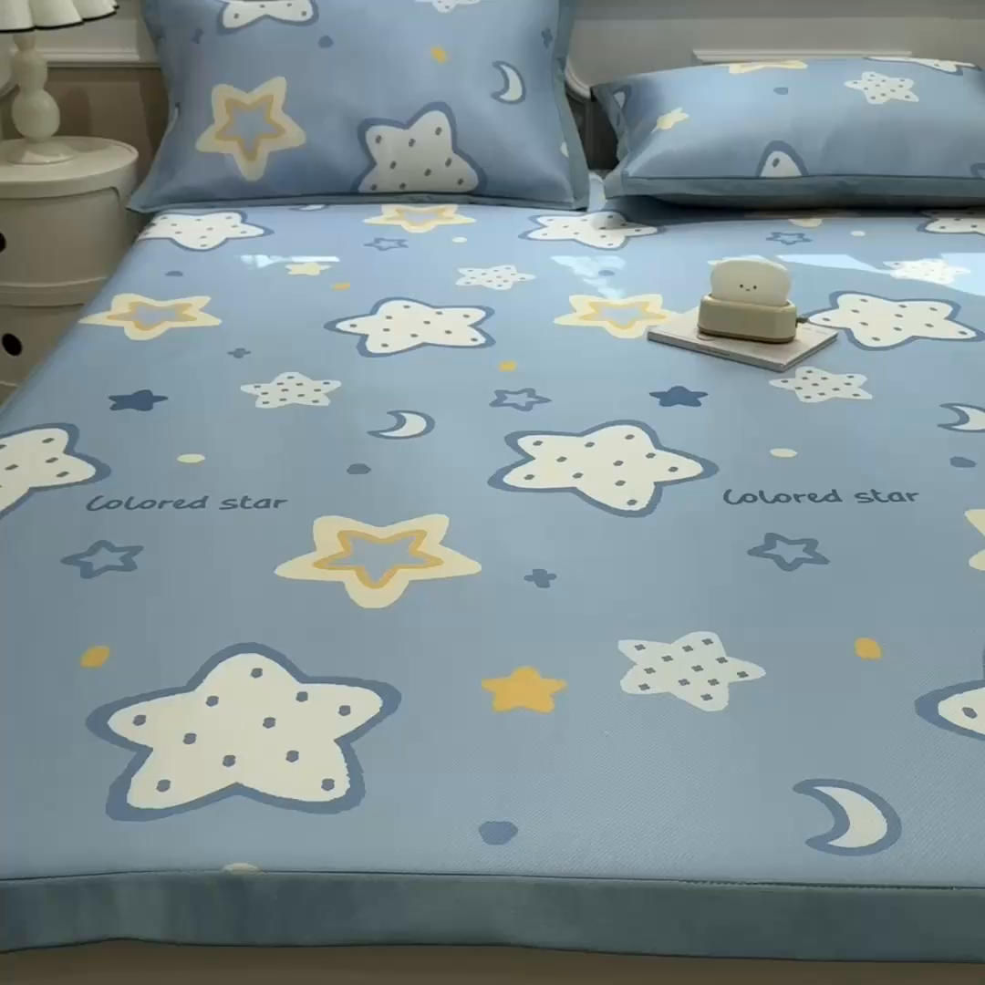 91家纺网 家纺一手货源 找家纺 布凡家居 2026新款卡通冰丝印花凉席 星梦奇缘