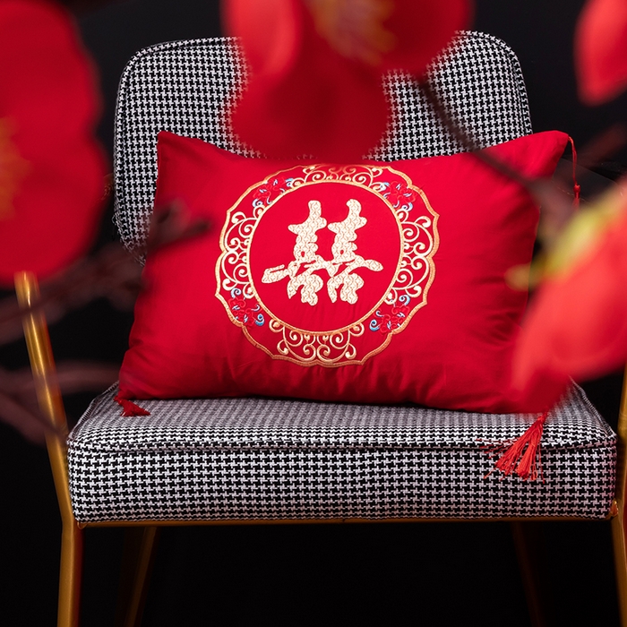 91家纺网 家纺一手货源 找家纺 慕她家纺 2026慕她大花工艺款全棉纯棉婚庆四件套大红色刺绣结婚床上用品 龙凤团圆