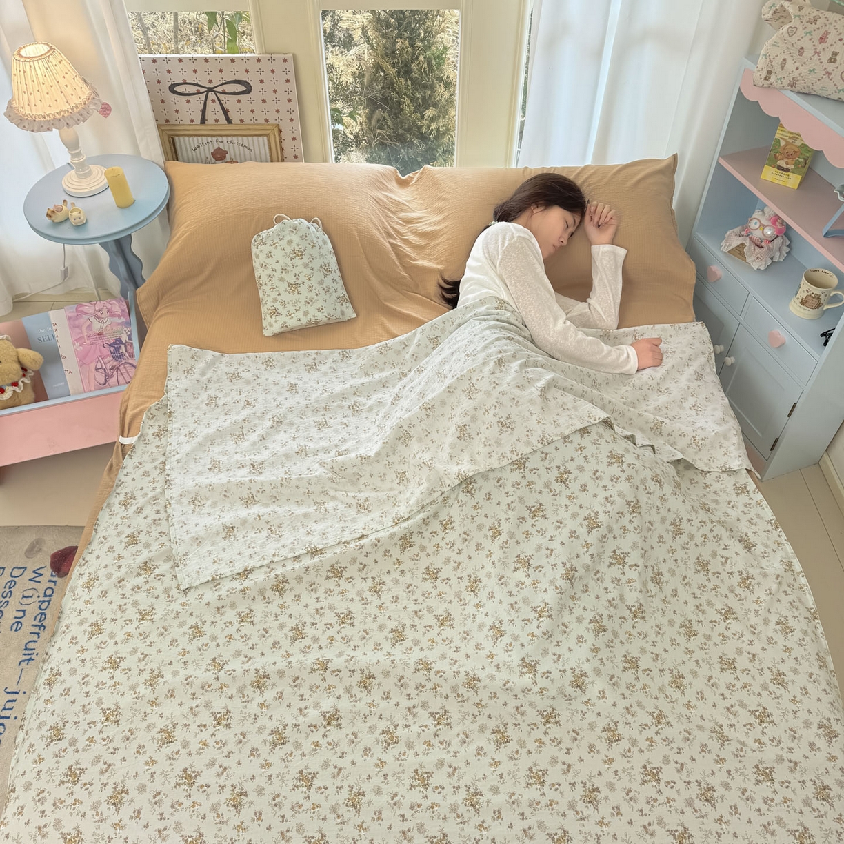 91家纺网 家纺一手货源 找家纺 （总）Sweet dreams甜梦 2026新款A类皱皱双层纱小清新酒店一体式旅行睡袋