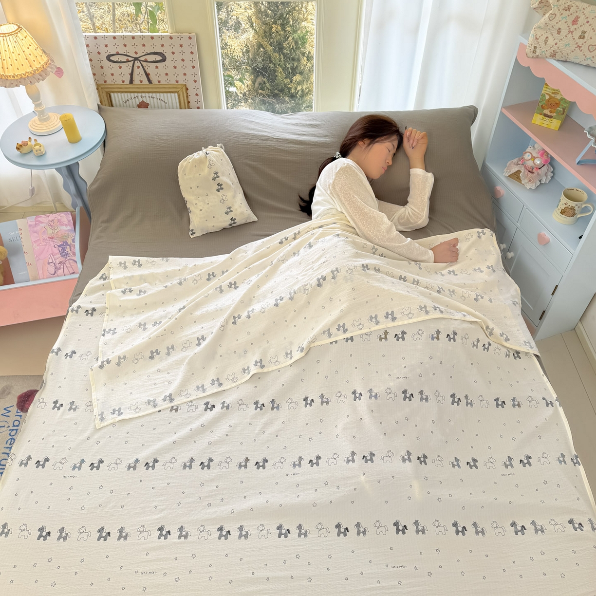 91家纺网 家纺一手货源 找家纺 （总）Sweet dreams甜梦 2026新款A类皱皱双层纱小清新酒店一体式旅行睡袋