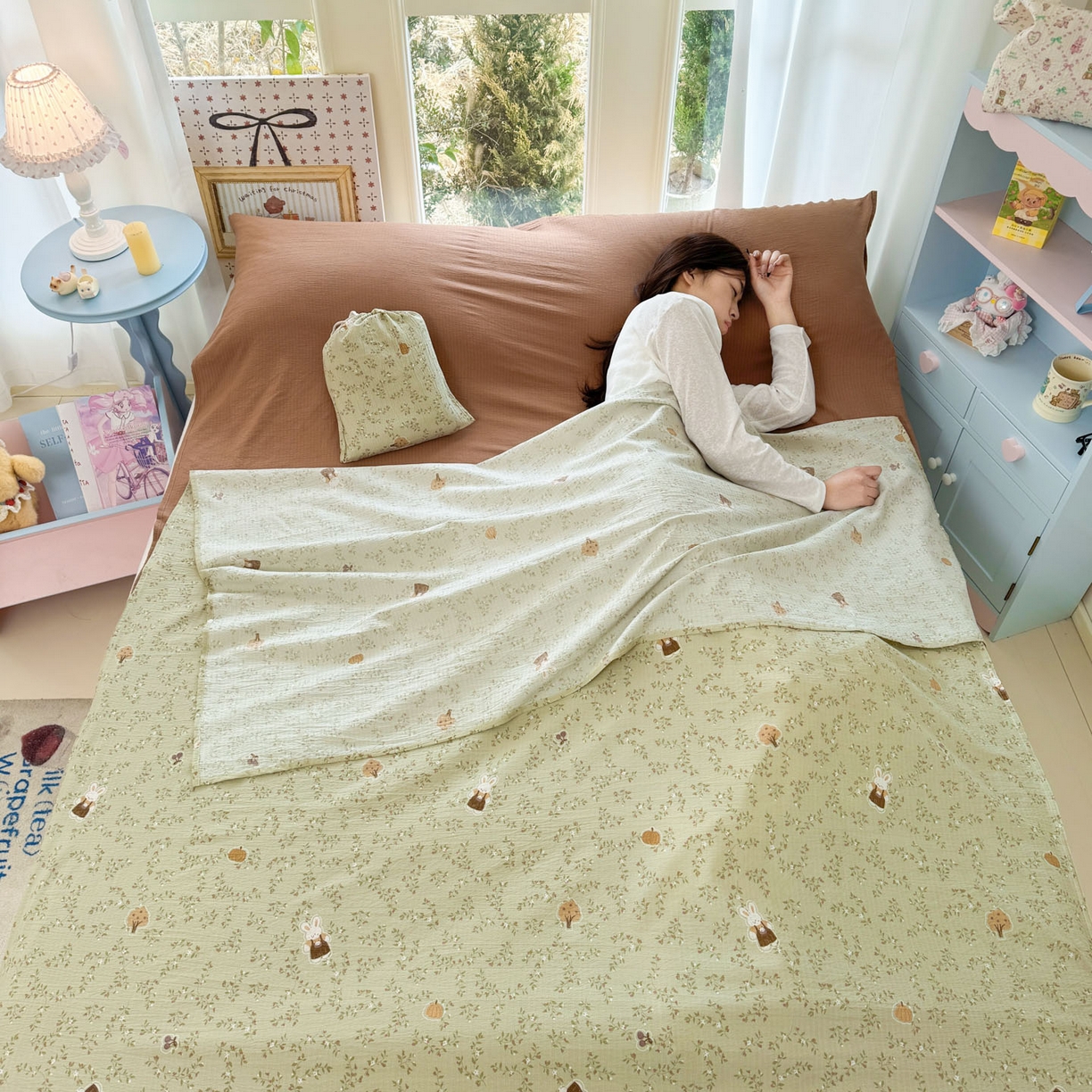 91家纺网 家纺一手货源 找家纺 （总）Sweet dreams甜梦 2026新款A类皱皱双层纱小清新酒店一体式旅行睡袋