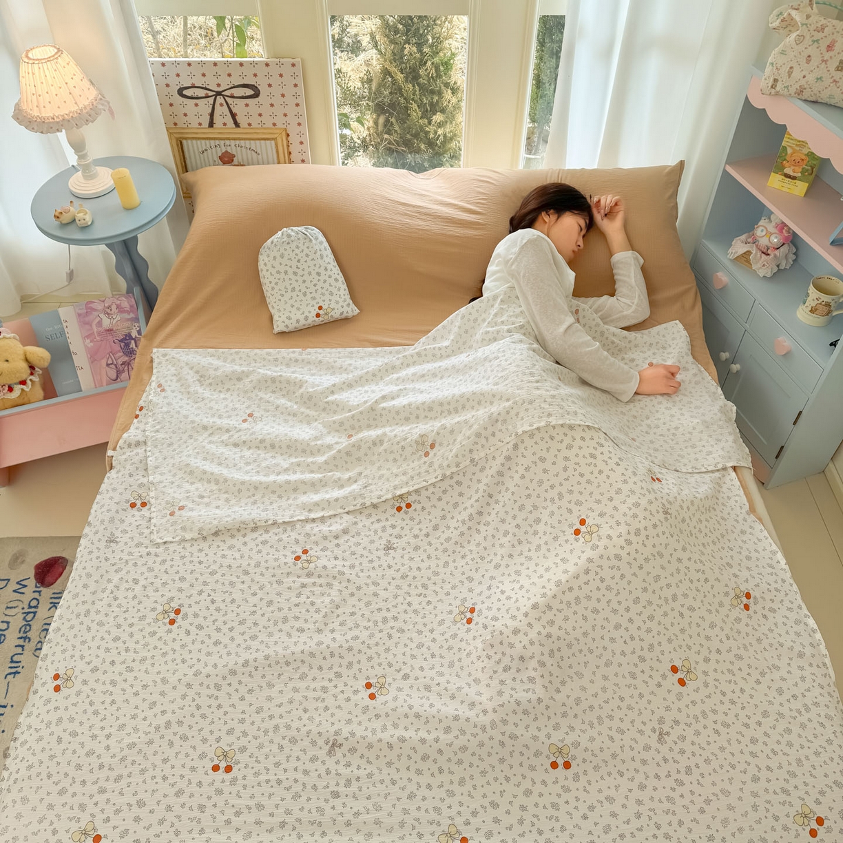 91家纺网 家纺一手货源 找家纺 （总）Sweet dreams甜梦 2026新款A类皱皱双层纱小清新酒店一体式旅行睡袋