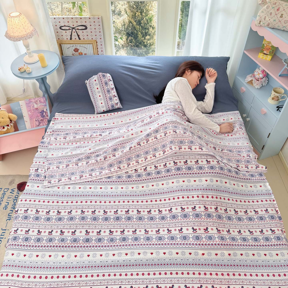 91家纺网 家纺一手货源 找家纺 （总）Sweet dreams甜梦 2026新款A类皱皱双层纱小清新酒店一体式旅行睡袋