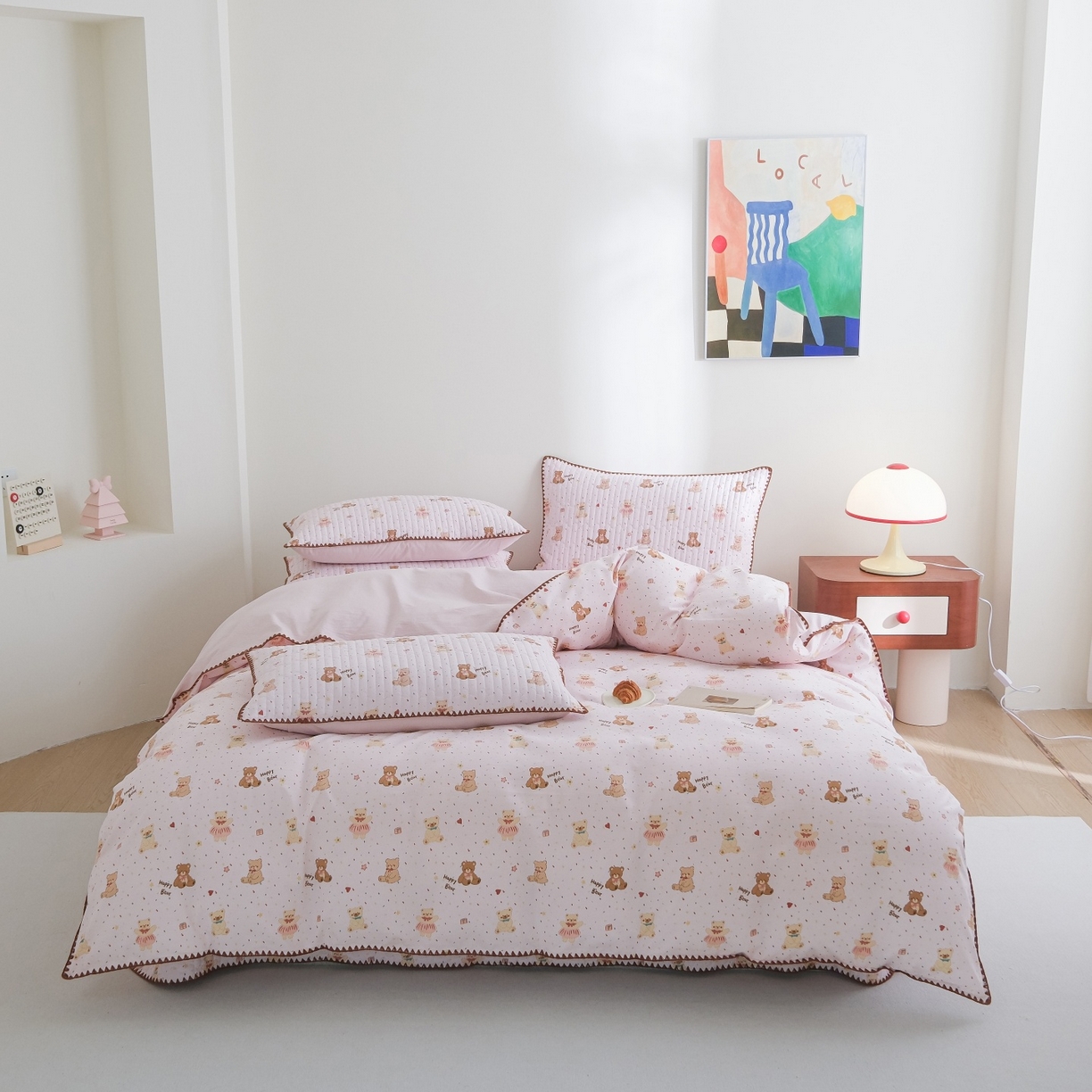 91家纺网 家纺一手货源 找家纺 （总）庭笙 2026新款卡通贝壳针两面可用夹棉床盖床盖四件套