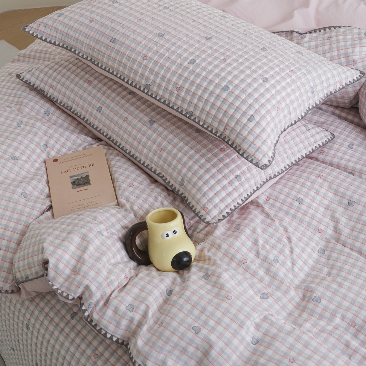 91家纺网 家纺一手货源 找家纺 （总）庭笙 2026新款卡通贝壳针两面可用夹棉床盖床盖四件套