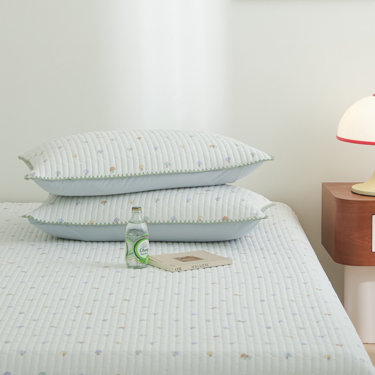 91家纺网 家纺一手货源 找家纺 庭笙 2026新款卡通贝壳针两面可用夹棉床盖床盖四件套 小蘑菇-米