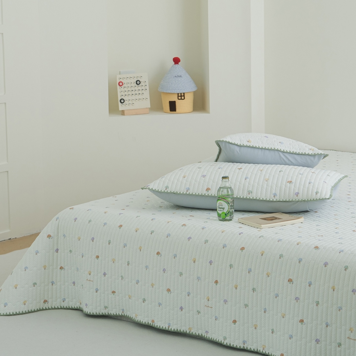 91家纺网 家纺一手货源 找家纺 庭笙 2026新款卡通贝壳针两面可用夹棉床盖床盖四件套 小蘑菇-米