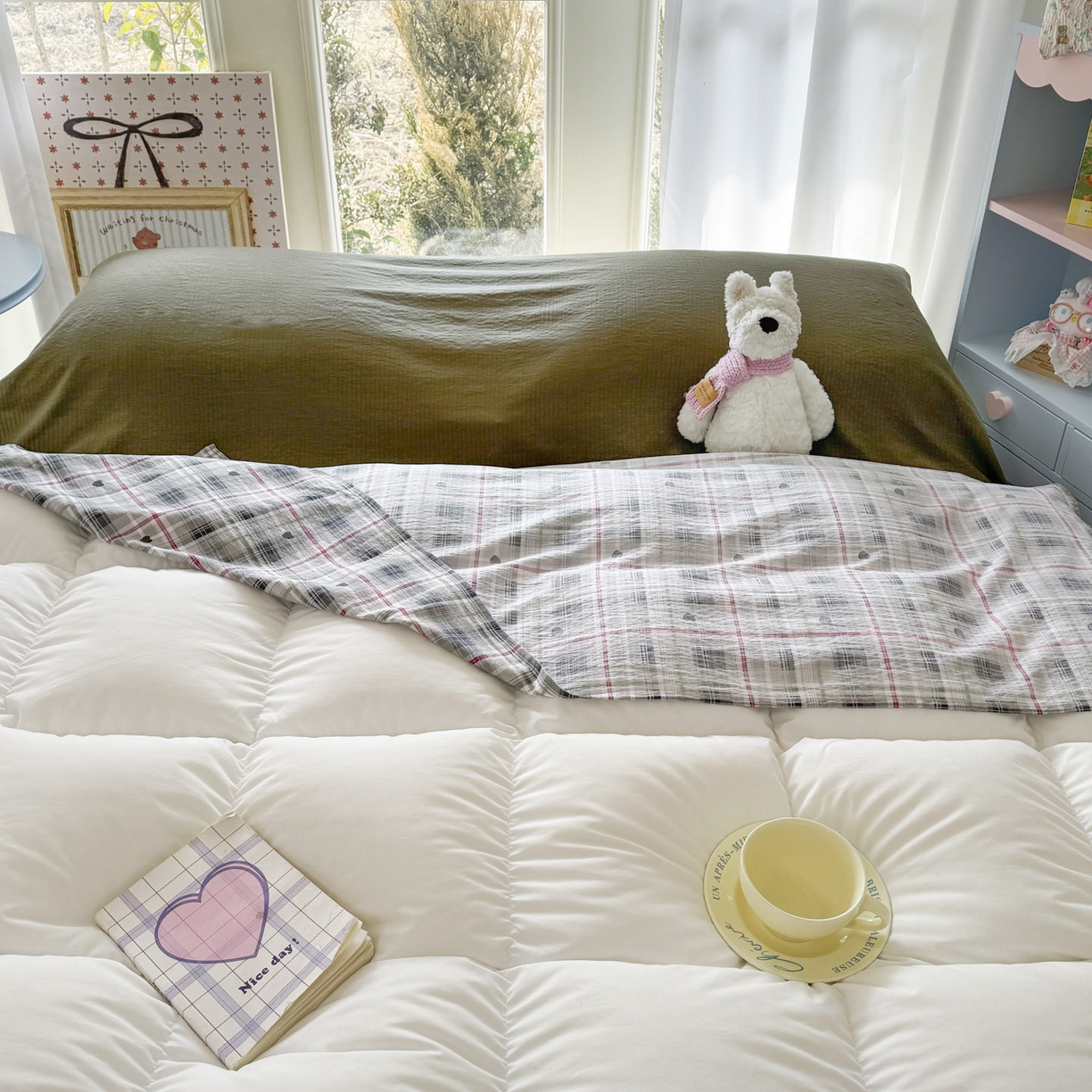 91家纺网 家纺一手货源 找家纺 Sweet dreams甜梦 2026新款A类皱皱双层纱小清新酒店一体式旅行睡袋 爱心格子