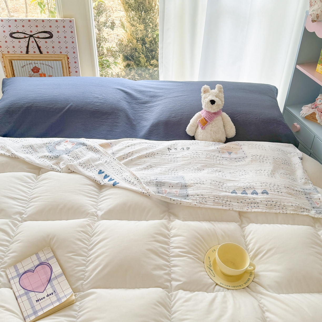 91家纺网 家纺一手货源 找家纺 Sweet dreams甜梦 2026新款A类皱皱双层纱小清新酒店一体式旅行睡袋 大脸猫