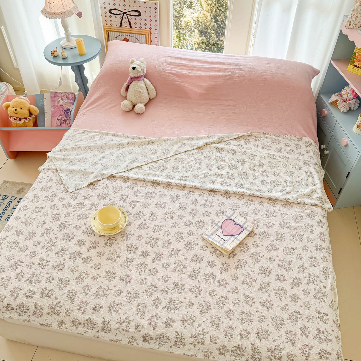 91家纺网 家纺一手货源 找家纺 Sweet dreams甜梦 2026新款A类皱皱双层纱小清新酒店一体式旅行睡袋 粉色小碎花