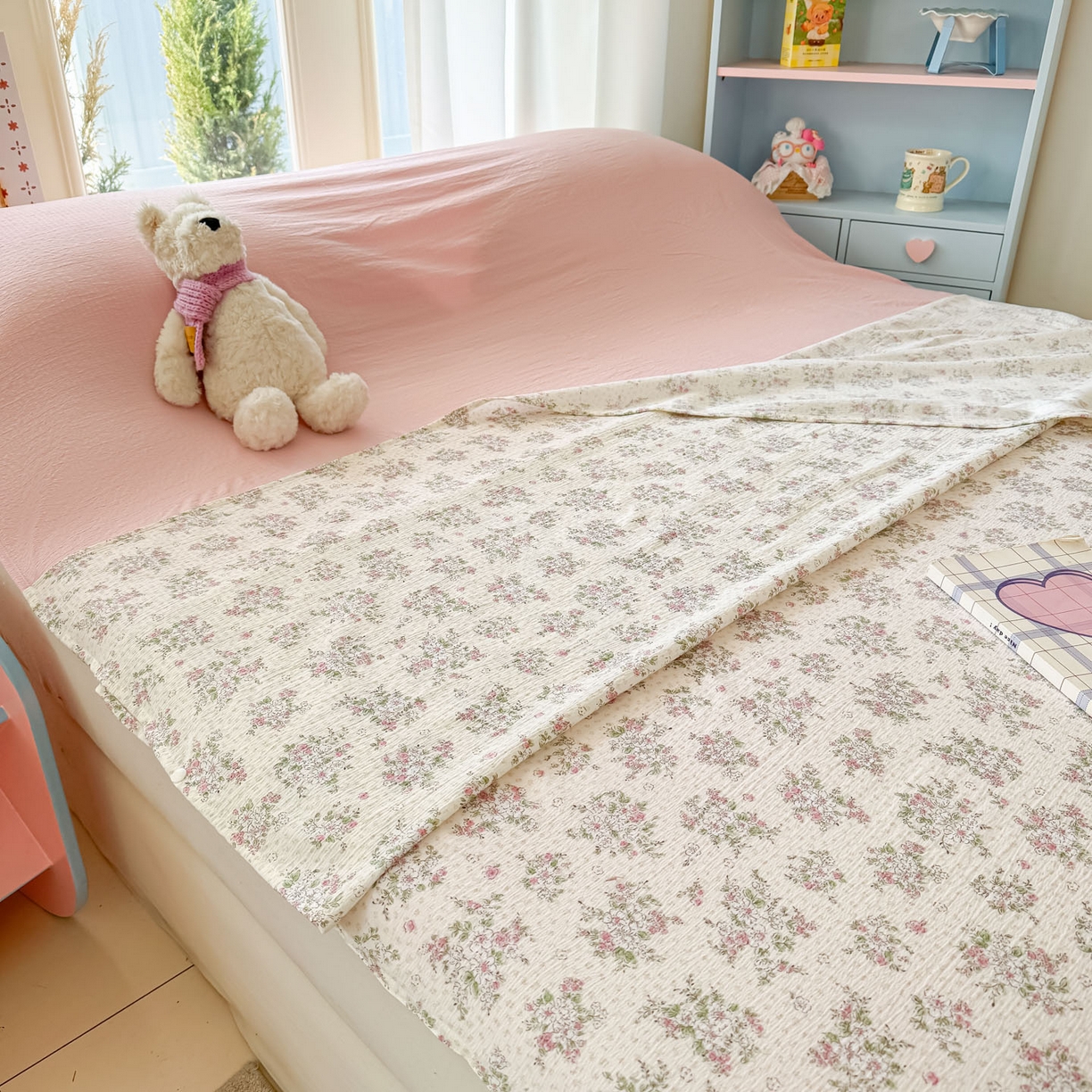 91家纺网 家纺一手货源 找家纺 Sweet dreams甜梦 2026新款A类皱皱双层纱小清新酒店一体式旅行睡袋 粉色小碎花