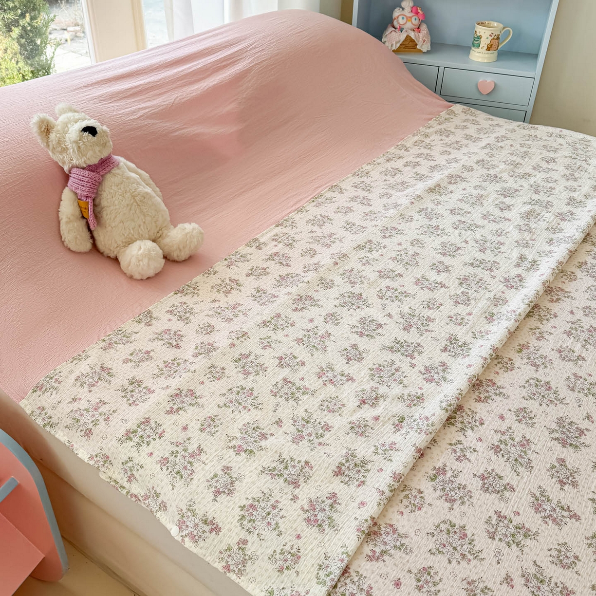 91家纺网 家纺一手货源 找家纺 Sweet dreams甜梦 2026新款A类皱皱双层纱小清新酒店一体式旅行睡袋 粉色小碎花