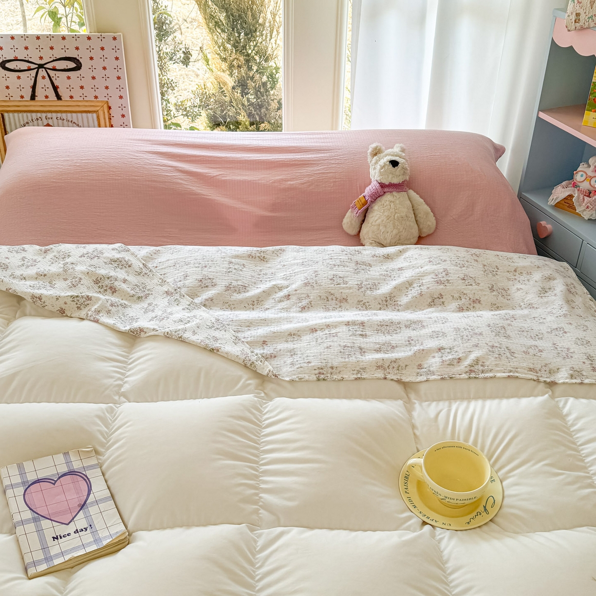 91家纺网 家纺一手货源 找家纺 Sweet dreams甜梦 2026新款A类皱皱双层纱小清新酒店一体式旅行睡袋 粉色小碎花