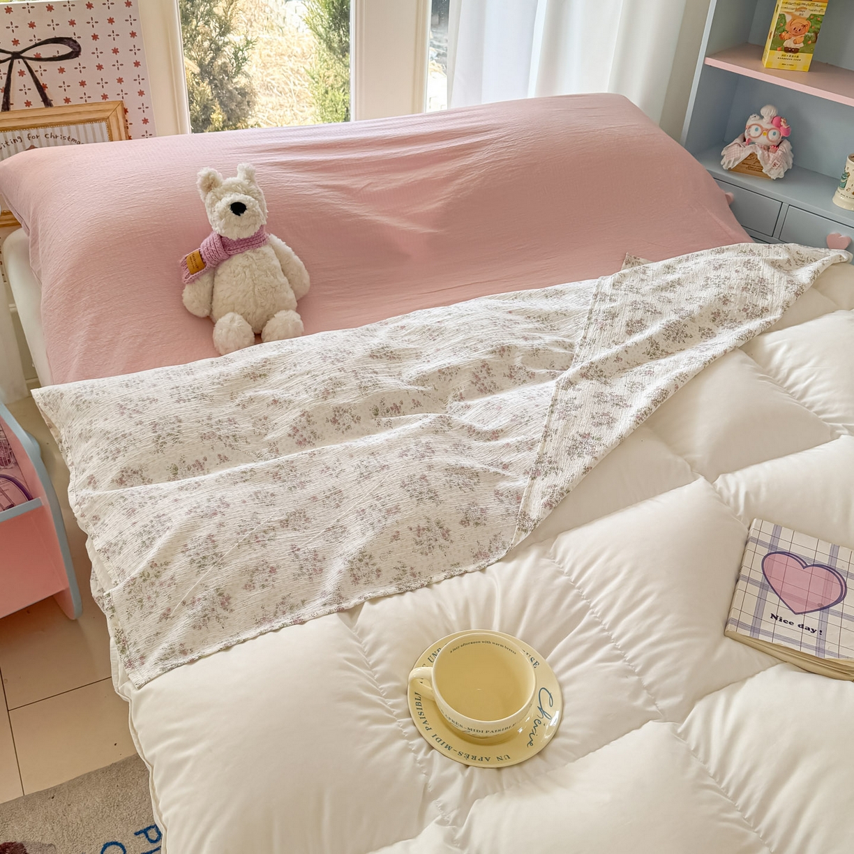 91家纺网 家纺一手货源 找家纺 Sweet dreams甜梦 2026新款A类皱皱双层纱小清新酒店一体式旅行睡袋 粉色小碎花