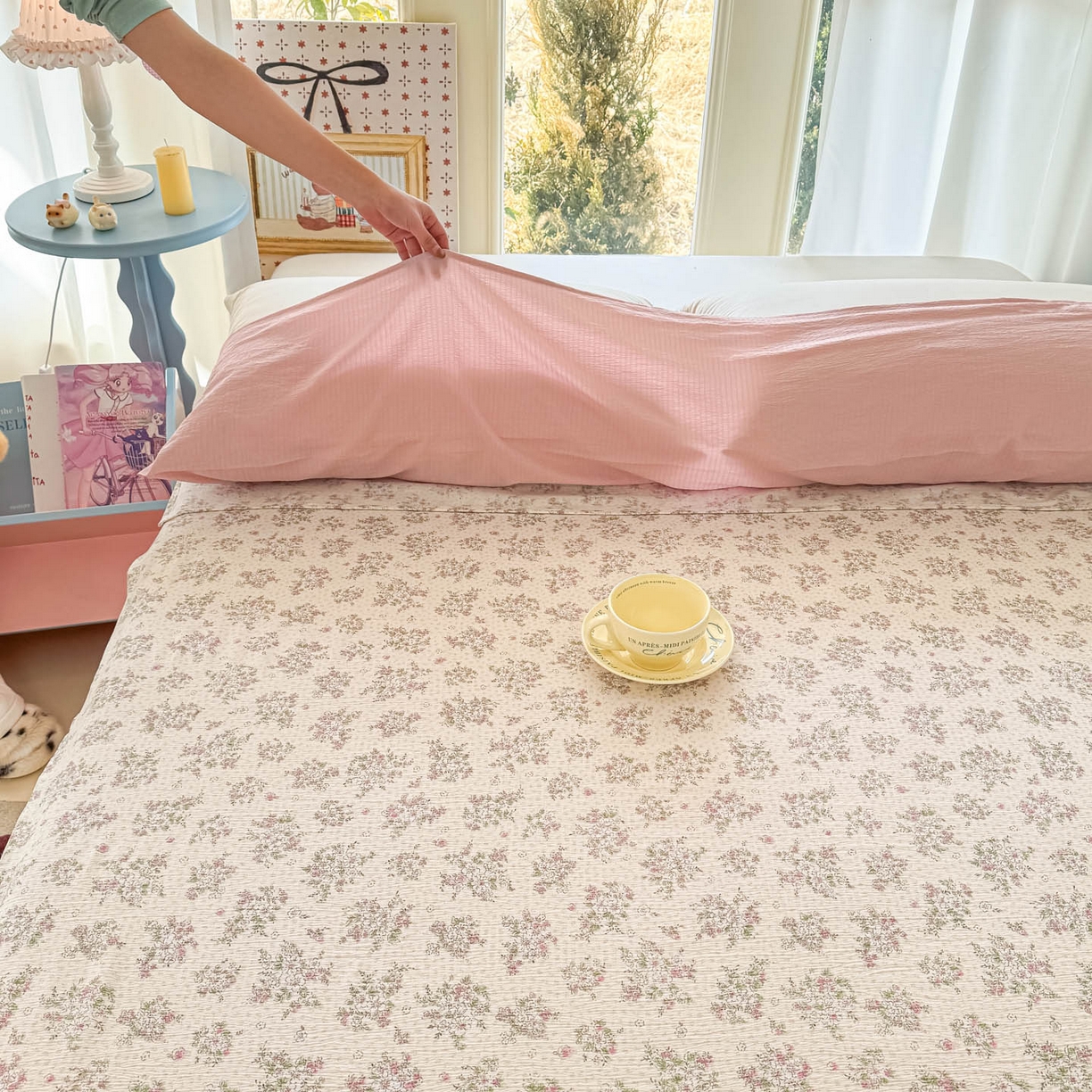 91家纺网 家纺一手货源 找家纺 Sweet dreams甜梦 2026新款A类皱皱双层纱小清新酒店一体式旅行睡袋 粉色小碎花