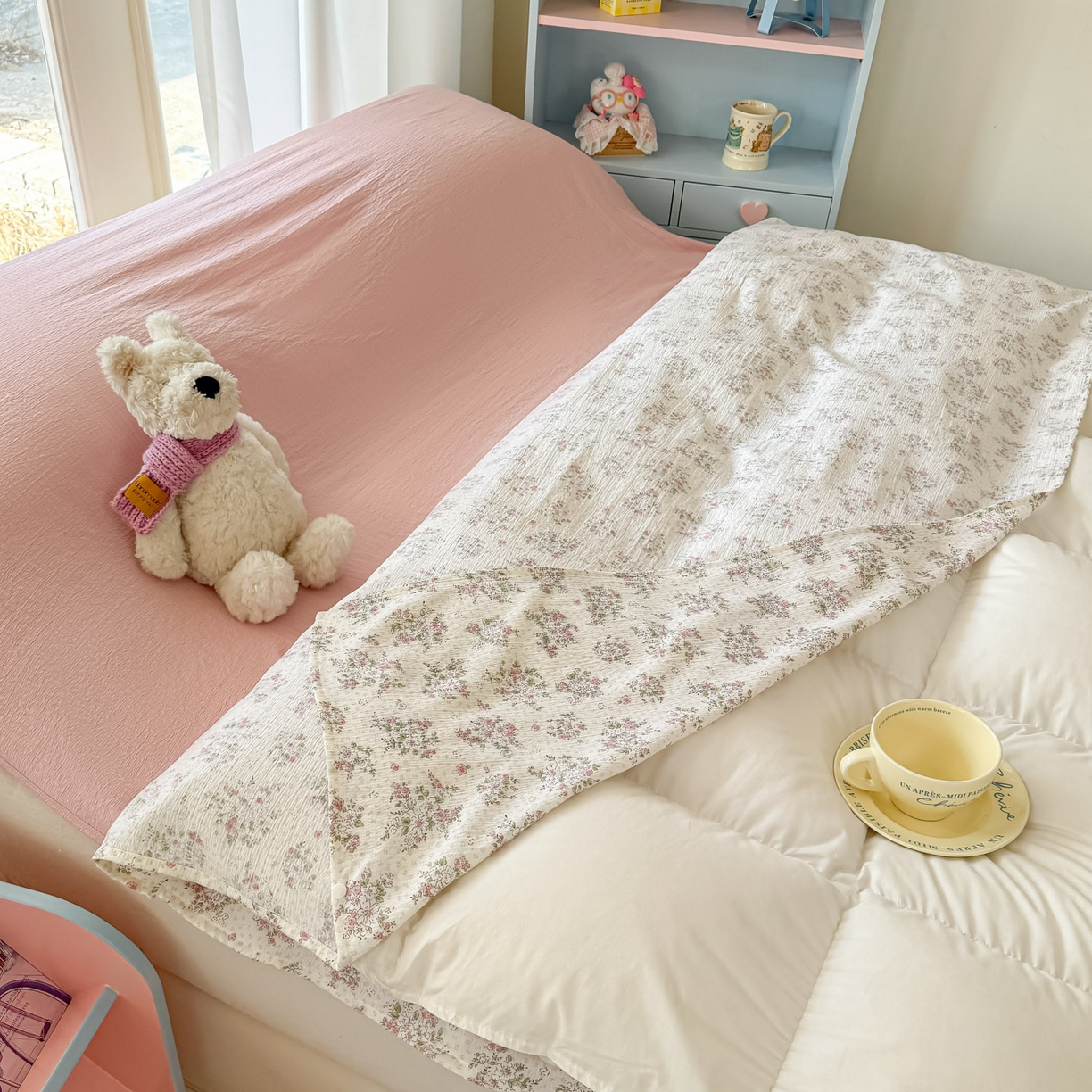 91家纺网 家纺一手货源 找家纺 Sweet dreams甜梦 2026新款A类皱皱双层纱小清新酒店一体式旅行睡袋 粉色小碎花