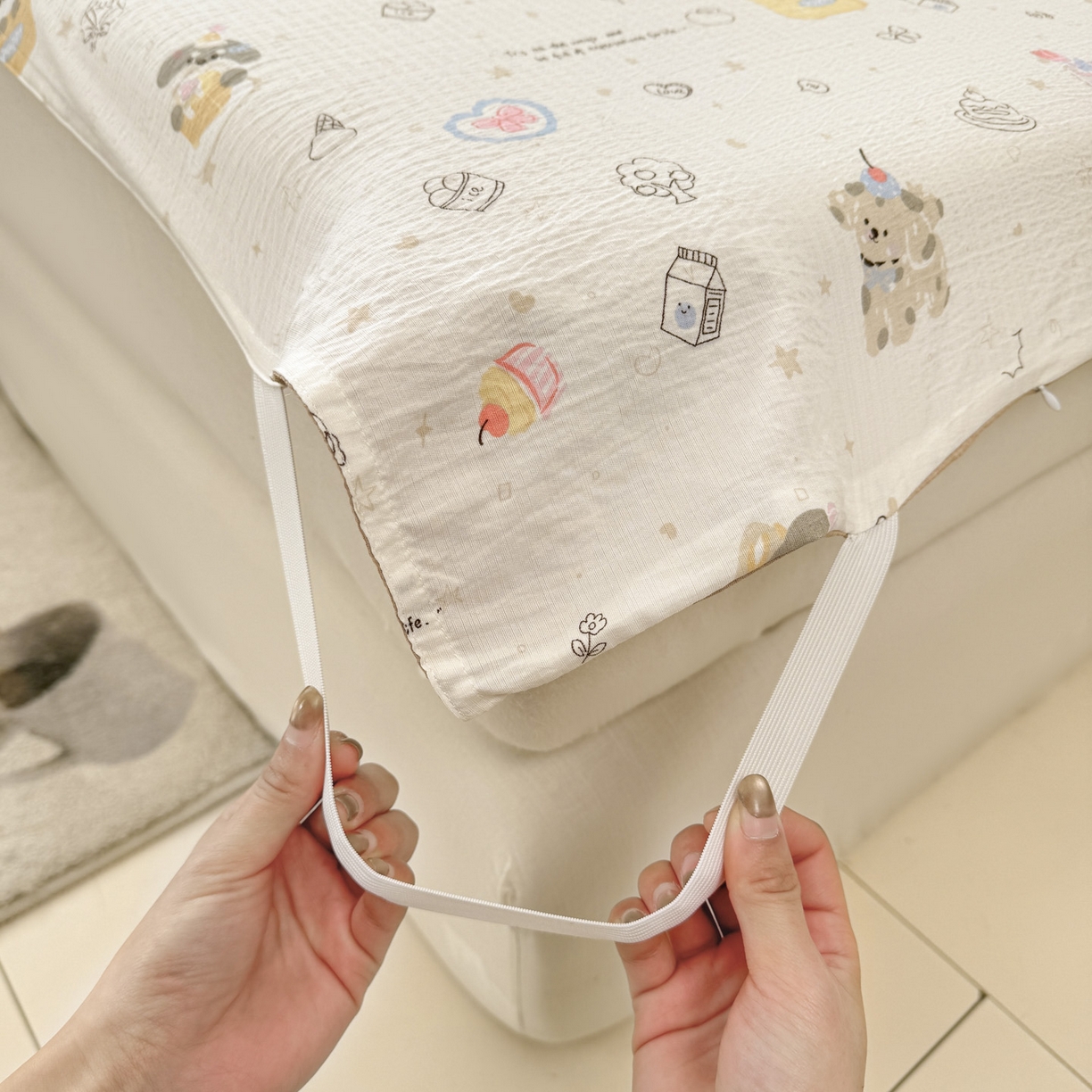 91家纺网 家纺一手货源 找家纺 Sweet dreams甜梦 2026新款A类皱皱双层纱小清新酒店一体式旅行睡袋 狗狗世界