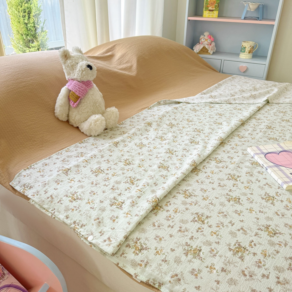 91家纺网 家纺一手货源 找家纺 Sweet dreams甜梦 2026新款A类皱皱双层纱小清新酒店一体式旅行睡袋 黄色小碎花