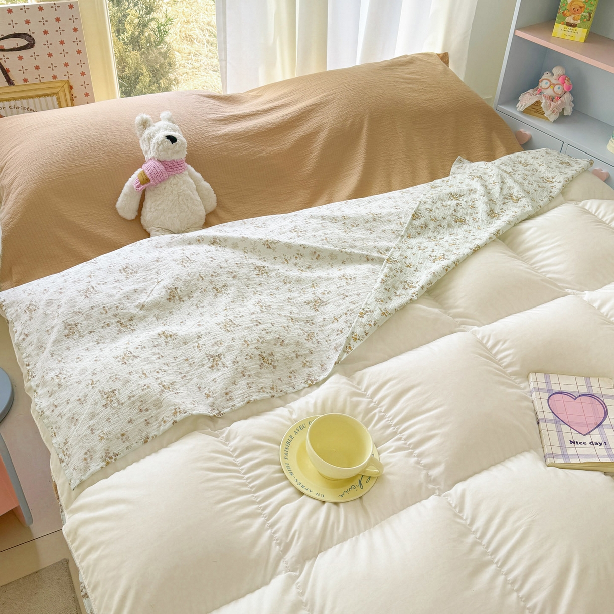 91家纺网 家纺一手货源 找家纺 Sweet dreams甜梦 2026新款A类皱皱双层纱小清新酒店一体式旅行睡袋 黄色小碎花