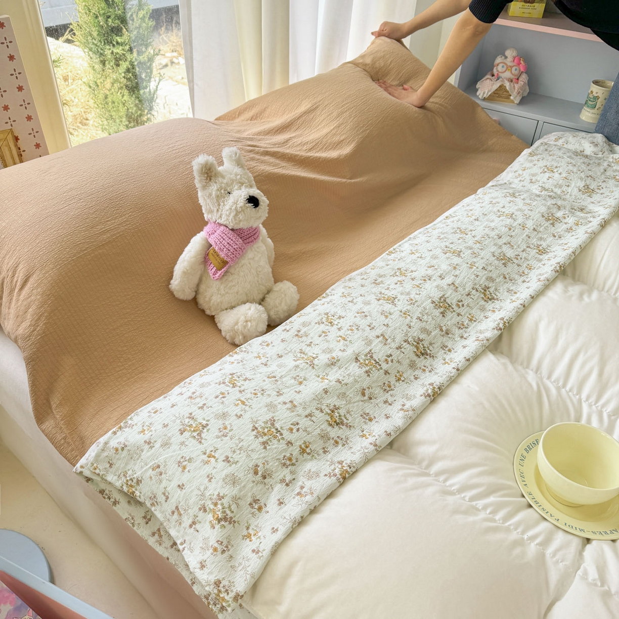 91家纺网 家纺一手货源 找家纺 Sweet dreams甜梦 2026新款A类皱皱双层纱小清新酒店一体式旅行睡袋 黄色小碎花