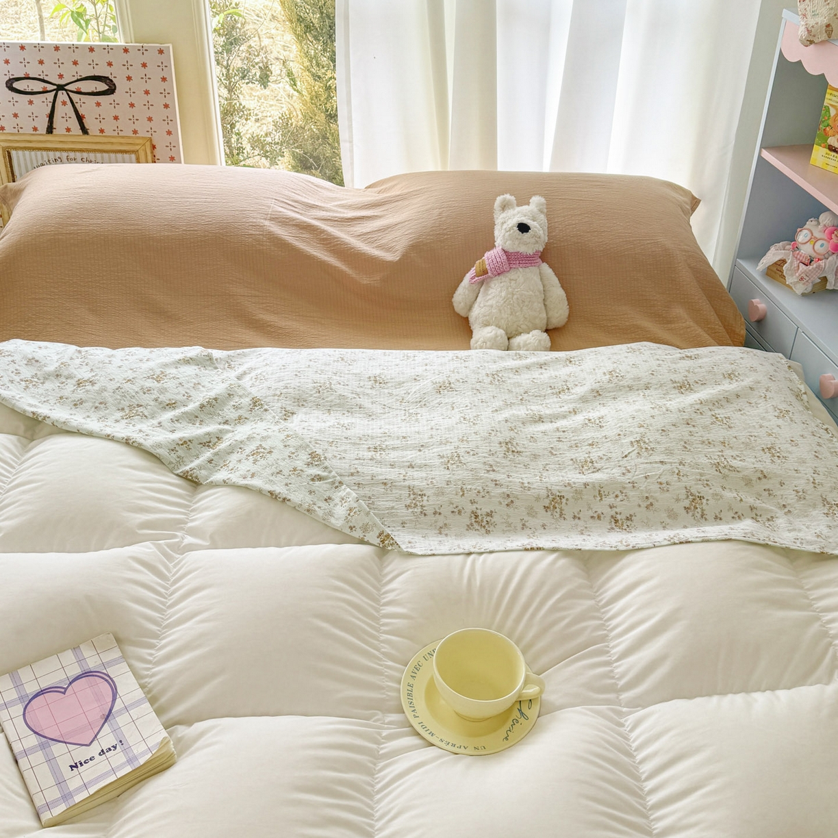 91家纺网 家纺一手货源 找家纺 Sweet dreams甜梦 2026新款A类皱皱双层纱小清新酒店一体式旅行睡袋 黄色小碎花