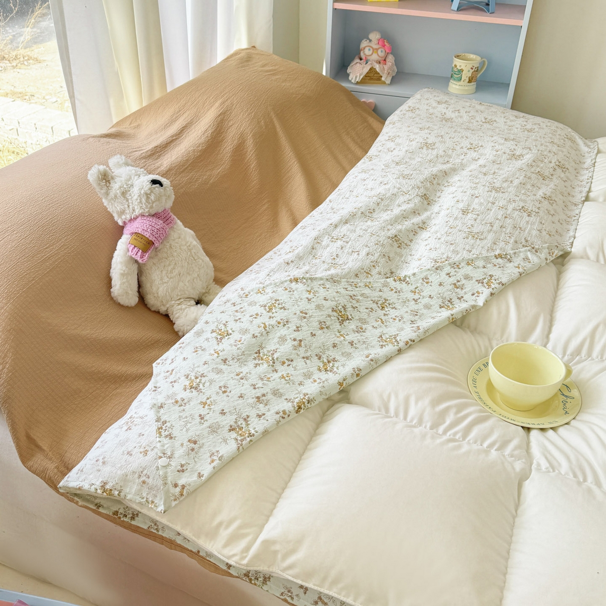 91家纺网 家纺一手货源 找家纺 Sweet dreams甜梦 2026新款A类皱皱双层纱小清新酒店一体式旅行睡袋 黄色小碎花