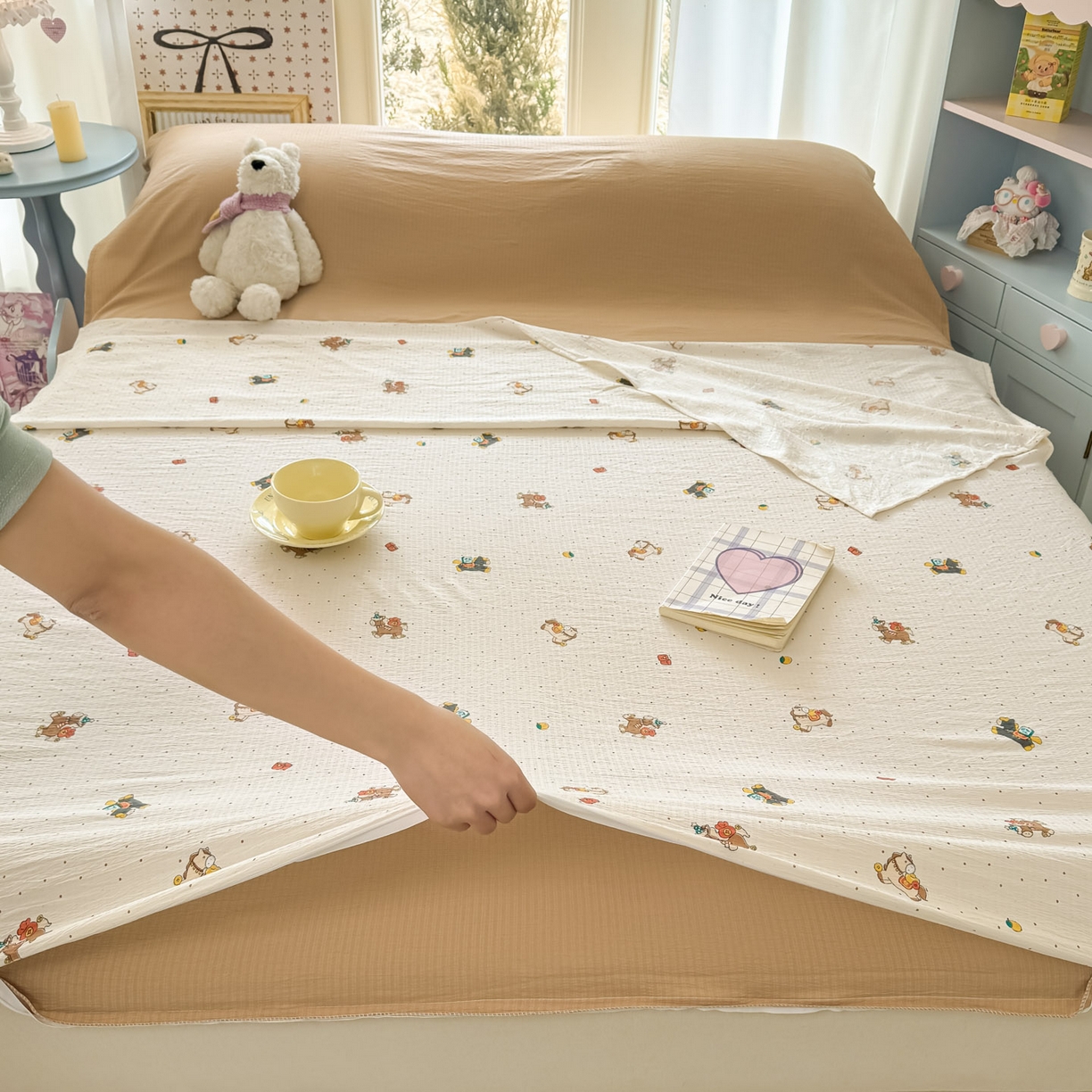 91家纺网 家纺一手货源 找家纺 Sweet dreams甜梦 2026新款A类皱皱双层纱小清新酒店一体式旅行睡袋 马上有钱