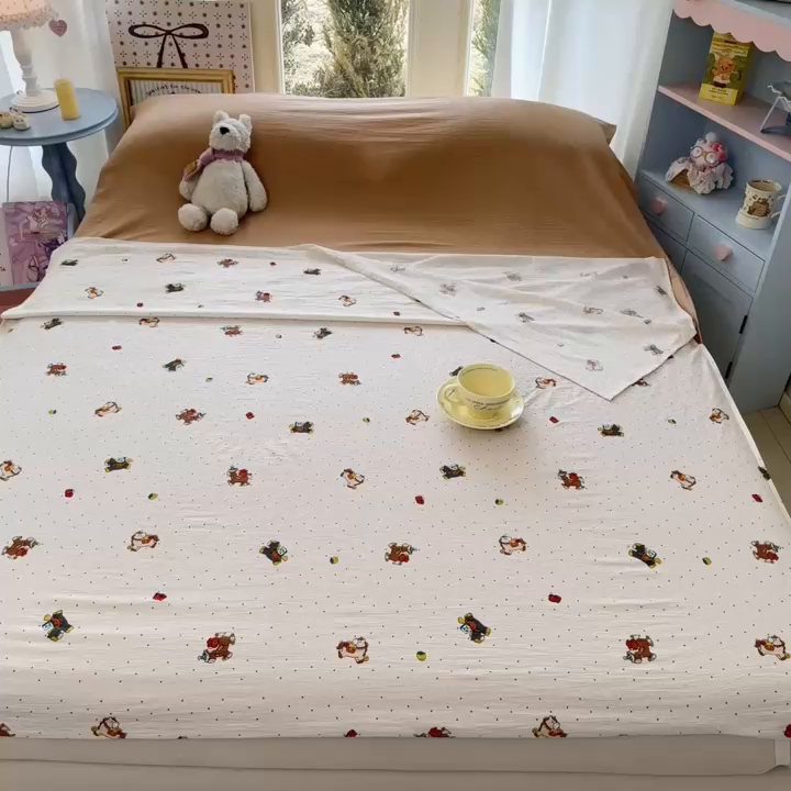 91家纺网 家纺一手货源 找家纺 Sweet dreams甜梦 2026新款A类皱皱双层纱小清新酒店一体式旅行睡袋 马上有钱