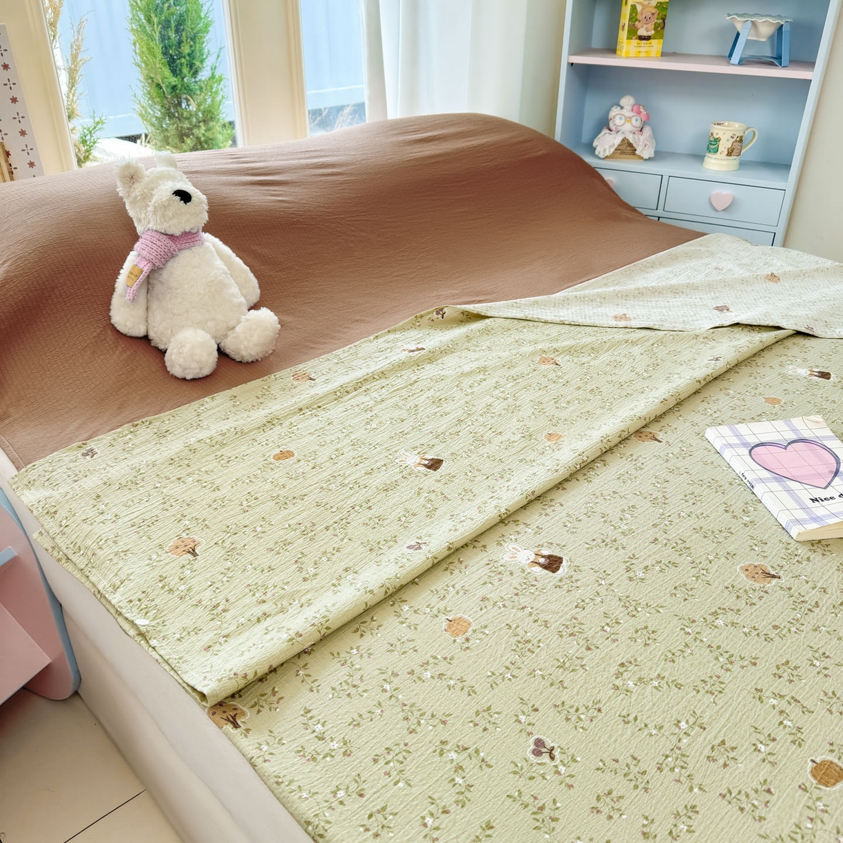 91家纺网 家纺一手货源 找家纺 Sweet dreams甜梦 2026新款A类皱皱双层纱小清新酒店一体式旅行睡袋 南瓜小兔