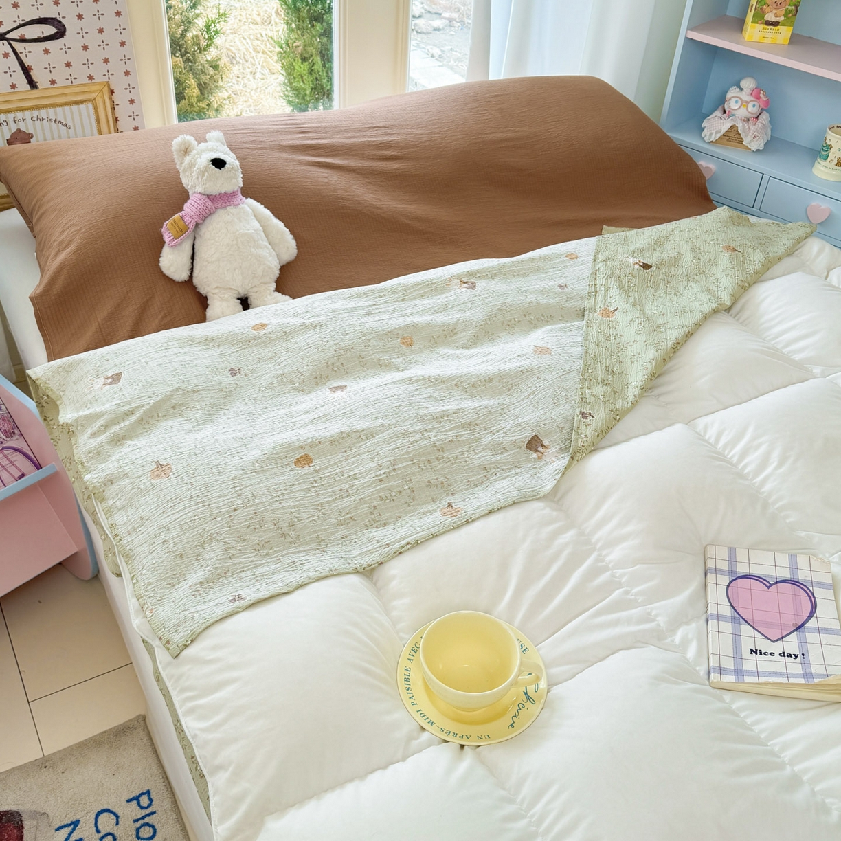 91家纺网 家纺一手货源 找家纺 Sweet dreams甜梦 2026新款A类皱皱双层纱小清新酒店一体式旅行睡袋 南瓜小兔