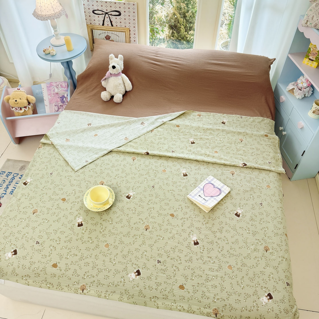 91家纺网 家纺一手货源 找家纺 Sweet dreams甜梦 2026新款A类皱皱双层纱小清新酒店一体式旅行睡袋 南瓜小兔