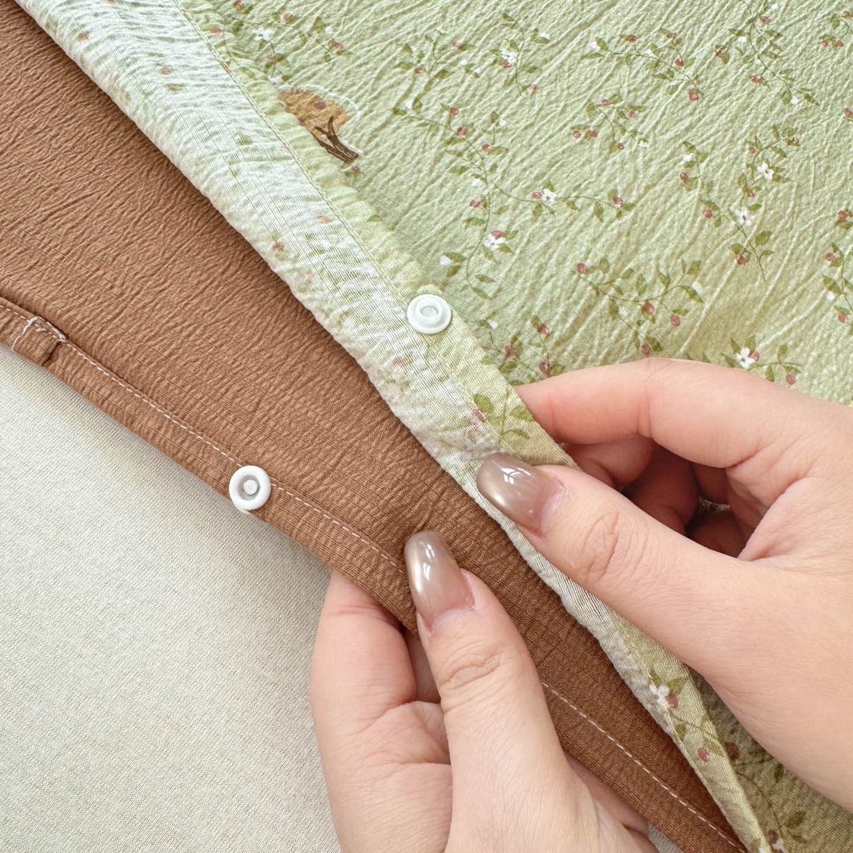 91家纺网 家纺一手货源 找家纺 Sweet dreams甜梦 2026新款A类皱皱双层纱小清新酒店一体式旅行睡袋 南瓜小兔