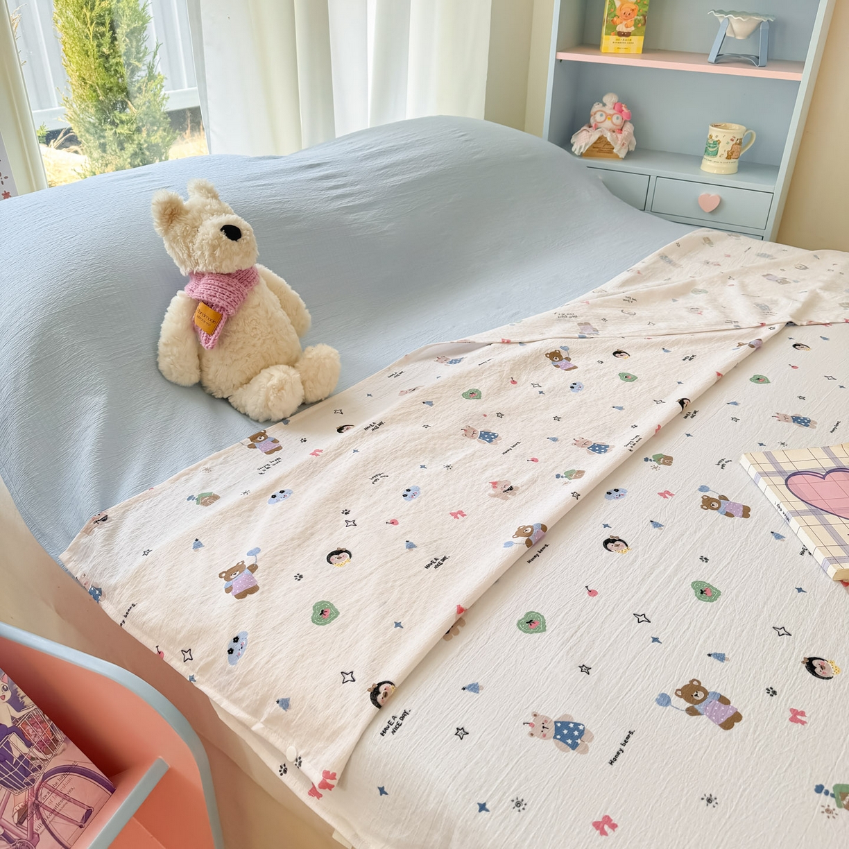 91家纺网 家纺一手货源 找家纺 Sweet dreams甜梦 2026新款A类皱皱双层纱小清新酒店一体式旅行睡袋 奇趣小动物