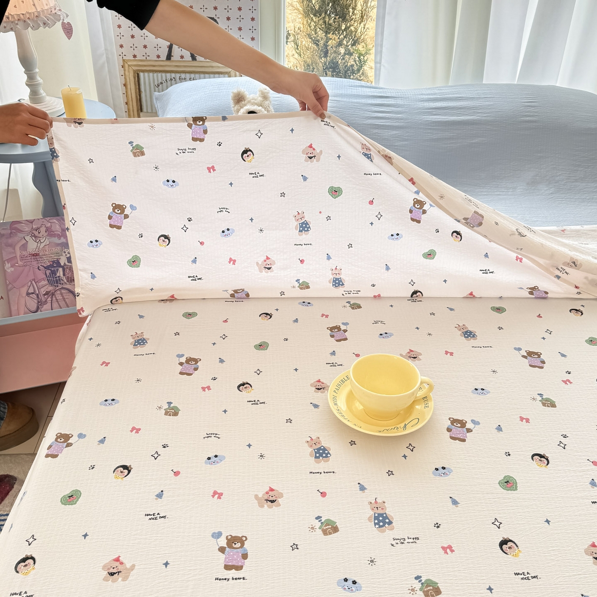 91家纺网 家纺一手货源 找家纺 Sweet dreams甜梦 2026新款A类皱皱双层纱小清新酒店一体式旅行睡袋 奇趣小动物