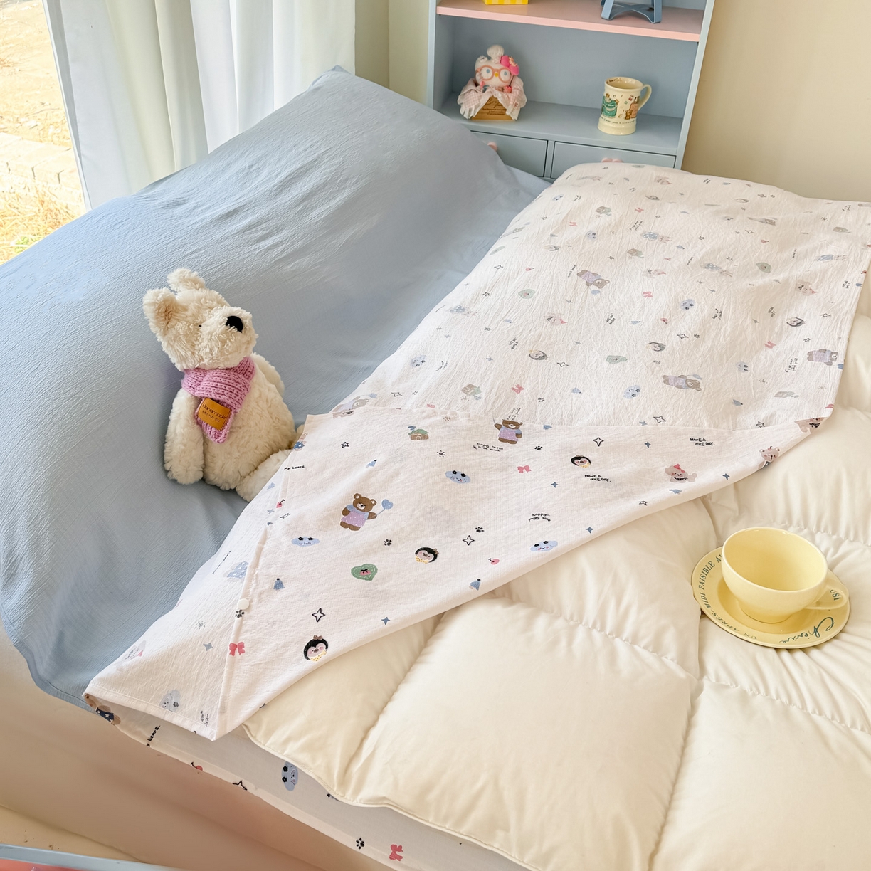 91家纺网 家纺一手货源 找家纺 Sweet dreams甜梦 2026新款A类皱皱双层纱小清新酒店一体式旅行睡袋 奇趣小动物