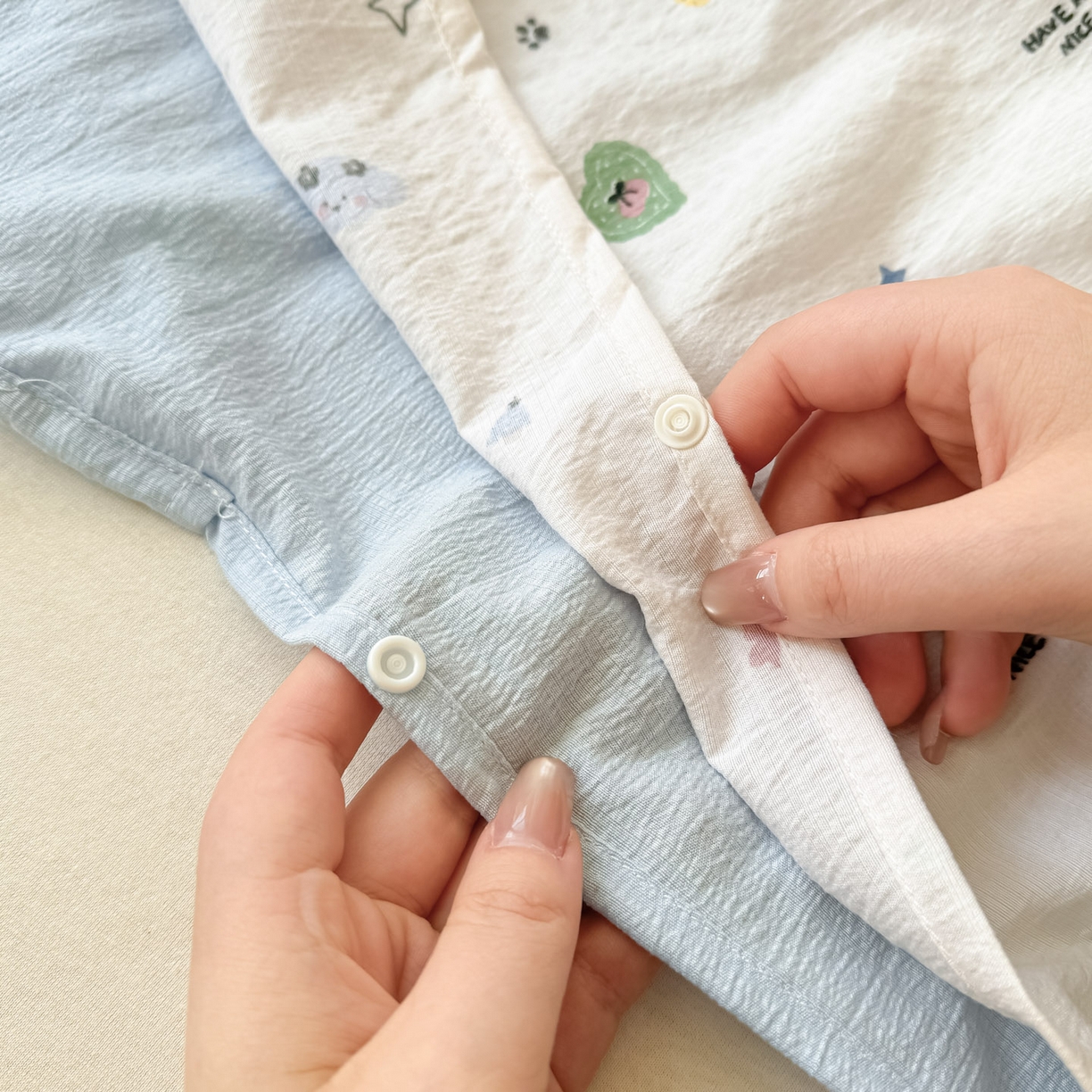 91家纺网 家纺一手货源 找家纺 Sweet dreams甜梦 2026新款A类皱皱双层纱小清新酒店一体式旅行睡袋 奇趣小动物