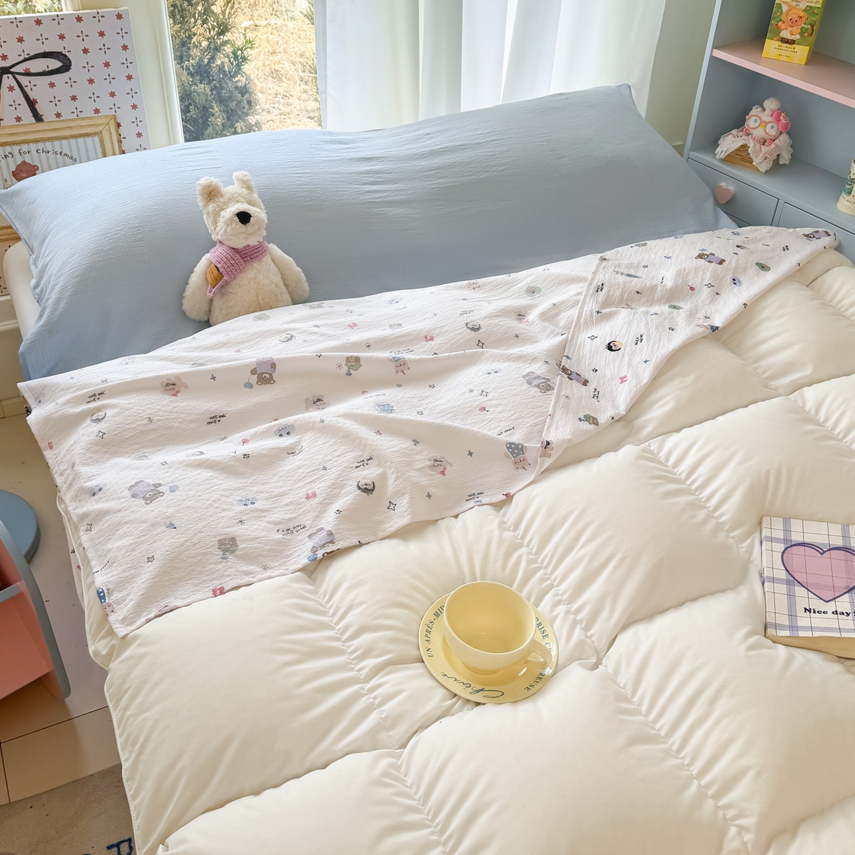 91家纺网 家纺一手货源 找家纺 Sweet dreams甜梦 2026新款A类皱皱双层纱小清新酒店一体式旅行睡袋 奇趣小动物