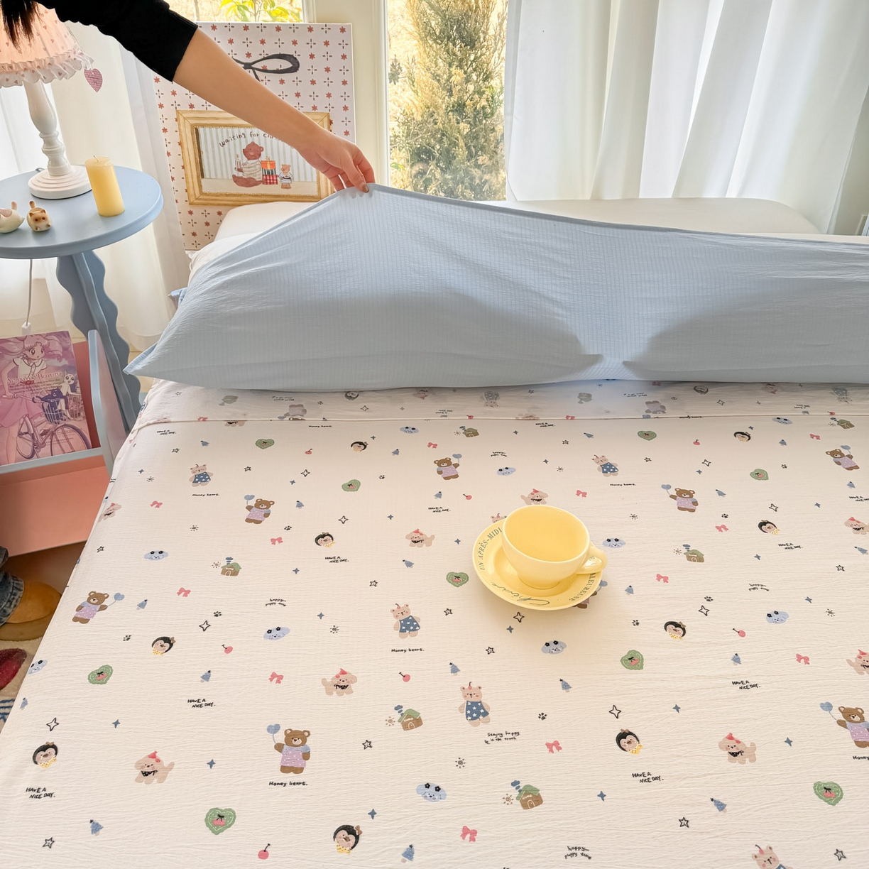 91家纺网 家纺一手货源 找家纺 Sweet dreams甜梦 2026新款A类皱皱双层纱小清新酒店一体式旅行睡袋 奇趣小动物