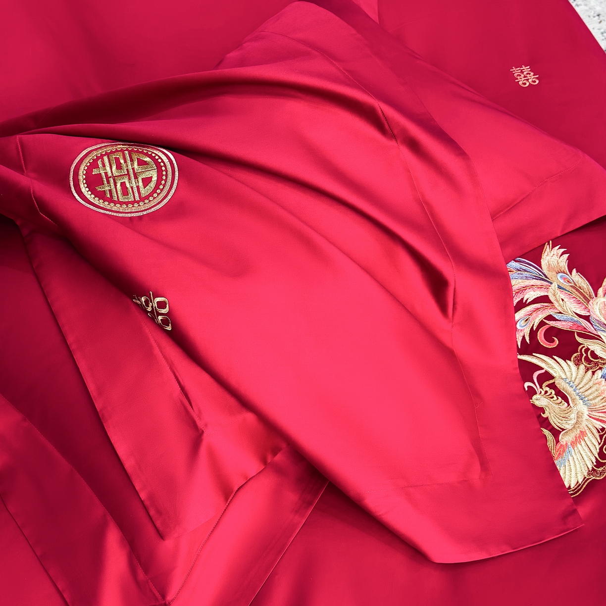 91家纺网 家纺一手货源 找家纺 星蕴家纺 2026新款高档全棉婚庆四件套 锦绣龙凤